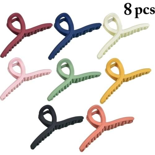 8PCS Hair Claw Clips Plastic Fashion Large Hair Catch Barrettes Hair Jaw Clips Hairclaws Women Girls Hair Styling Accessories