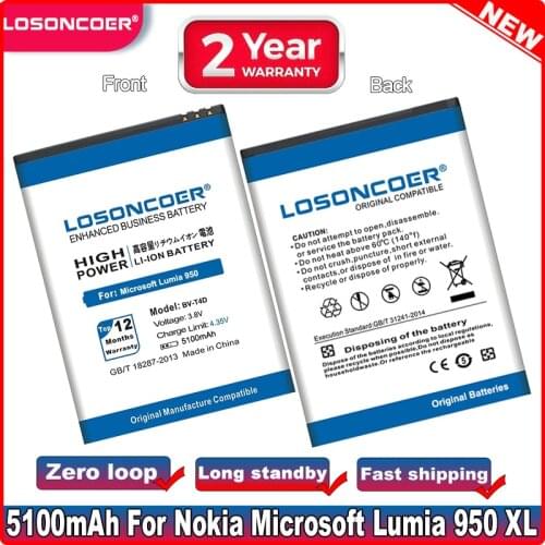 5100mAh BV-T4D Battery For Original Microsoft Lumia 950 XL CityMan Lumia 940 XL Battery RM-1118 BVT4D
