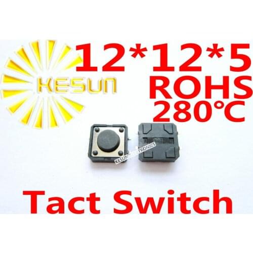 FREE SHIPPING 100PCS SMD 12X12X5MM Tactile Tact Push Button Micro Switch Momentary ROHS