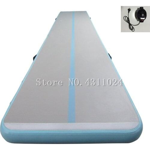 Free Shipping 10m Length Mint Inflatable Gym Mat Air Track For Cheerleading Training printing LOGO