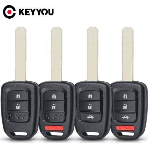 KEYYOU Uncut Key Shell For Honda Accord CR-V FIT XRV VEZEL CITY JAZZ CIVIC HRV FRV Car Remote Key Case HON66 Blade Fob 2 Buttons
