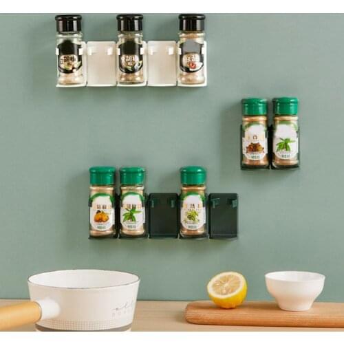 Spice Jar Holder Self-adhesive Buckle Design PP Seasoning Bottle Storage Rack for Kitchen