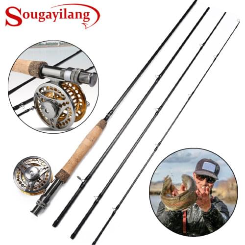 Sougayilang 2.7M Fly Fishing Rod Reel Combo Lightweight Portable Fly Rod and CNC-machined Aluminum Alloy Fly Reel Kit Set