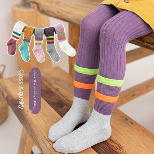 Baby Autumn Winter Tights Hot Baby Toddler Kid Girl Ribbed Stockings Cotton Warm Pantyhose Candy Color Tight 1-12Years