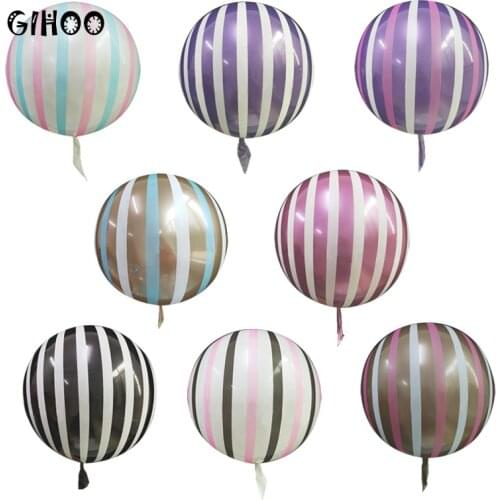 2pcs 18 Inch Bubble Balloon Metal Printing Stripe PVC Bobo Balloon For Birthday Party Wedding Decoration Helium Balloon