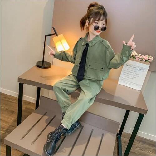 Kid Baby Girl Shirt Top + Long Pants Trousers 2Pcs Outfits Girls Pure Color Clothes Set Children Clothing Sets 6 8 10 12 14 16T