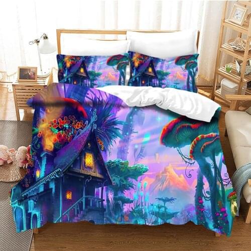 Mushroom Duvet Cover Bedding Set for Teen Boys Girls Kids Vintage Luxury Hippie Theme Comforter Cover Set
