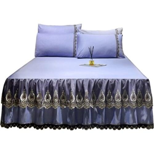 Home Queen Size Bed Sheets Set European Style Lace Bed Skirt Luxury Bed Spreads Pillowcases Fashion King Size for Adult Sheets