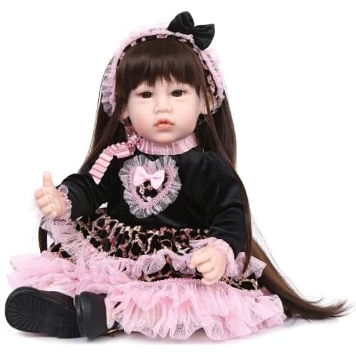 52cm Long Hair Bebe Girl Reborn Dolls Silicone Reborn Baby Toddler Dolls for Children Xmas Gift Birthday Present Play House Toys