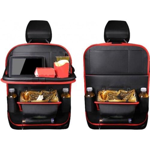 80% Hot Sell Faux Leather Car Backseat Multi-Pocket Folding Storage Bag Organizer Holder
