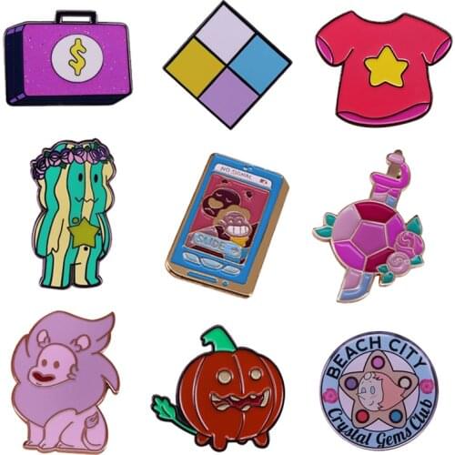 Steven Universe Cute Cartoon Badge Lion Pumpkin Dog Millionaire Briefcase Crystal Pin Fans Funny Coat Jacket Decor