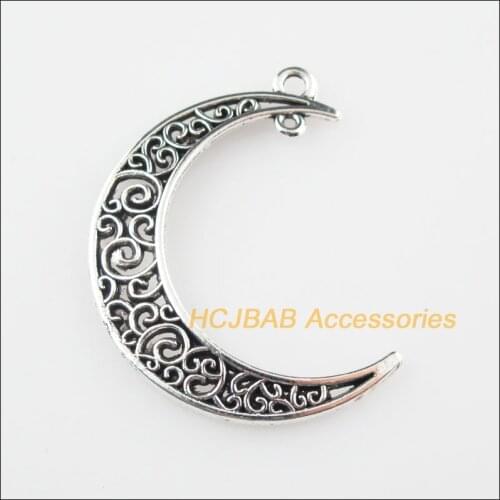 Fashion 10Pcs Tibetan Silver Color Flower Moon Charms Pendants 30x40mm