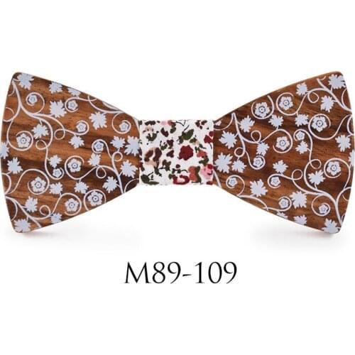Fashion Wood Gentleman Pocket Square Broth Collar Button White printing Bow Ties Handmade Butterfly Party Wooden Tie Suit