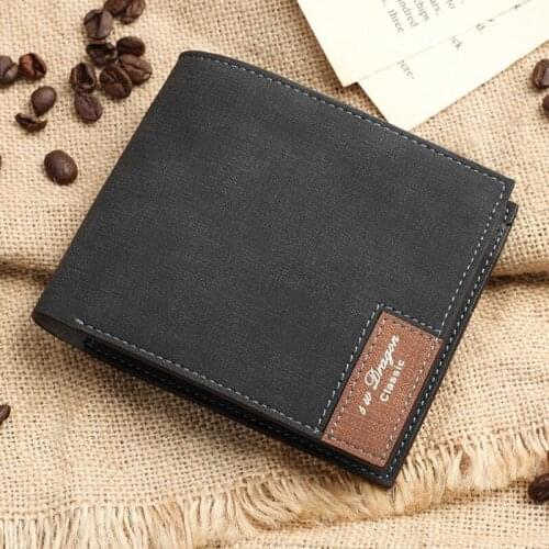 Men Wallet Mini Compact Thin Handbag Canvas Pattern Short Purse Wallets&Purses Leisure Business PU Leather Wallet