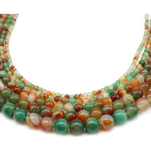 Natural Peacock Agates Stone Smooth Round Loose Beads For Jewelry Making DIY Bracelet Accessories Charm 15'' 4/6/8/10/12mm