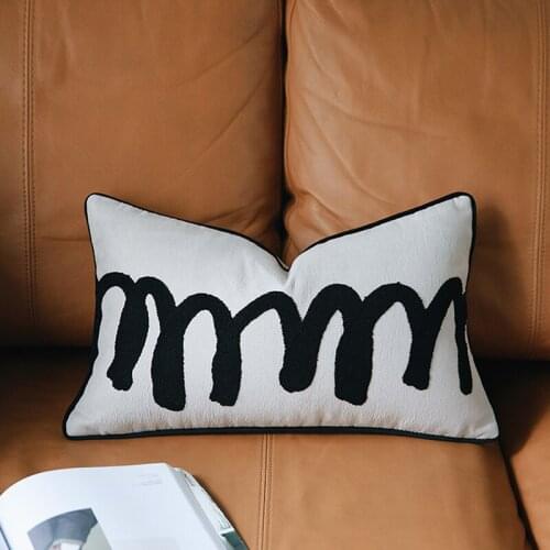 Nordic Monochrome Embroidery Cushion Cover Chair Car Seat Waist Pillow Living Room Bedroom Playroom Interior Home Decoration