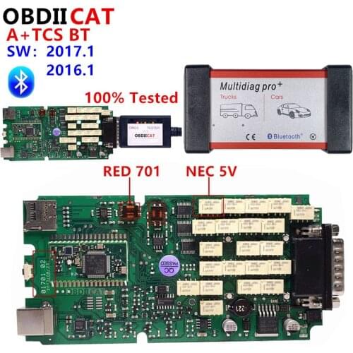New VCI For MVD TCS PRO Plus Bluetooth OBD2 Auto Diagnostic Scanner 2017 R3 With Keygen Single PCB NEC Relay