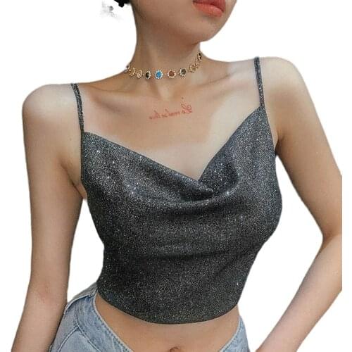 2020 New Hot Fashion Women´s Sexy Backless Slim Fit Sling Bottoming Shirt женское платье Glitter Vest Tank Tops топы женские