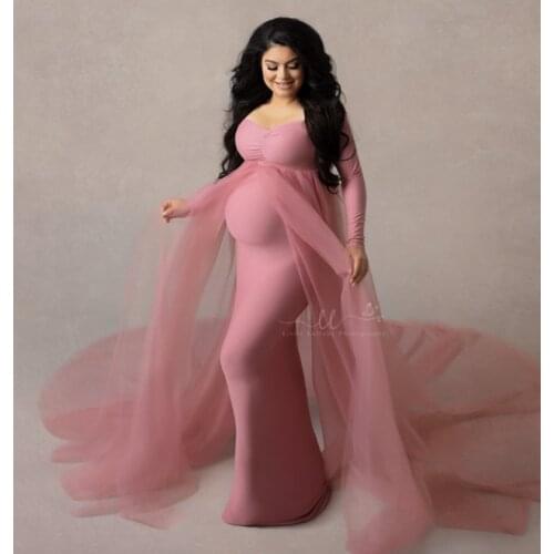 New Maternity Dresses Photography Props Shoulderless Pregnancy Long Dress For Pregnant Women Maxi Gown Baby Showers Photo Shoots