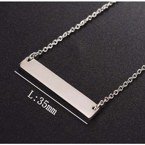 Stainless Steel Personality Engraved Your Own Name Bar Pendant Necklace