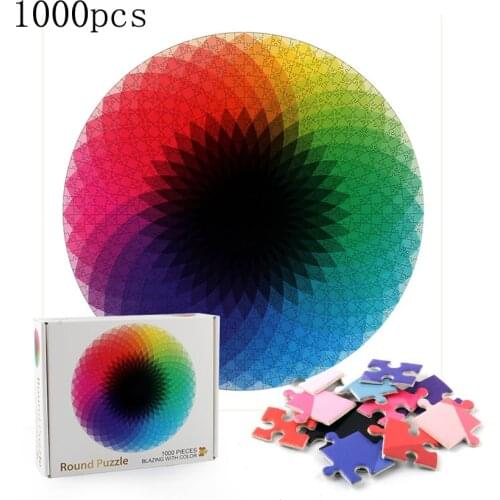 1000 Pieces Puzzle Paper Mosaic Souptoys Earth Jigsaw Puzzle Blazing with Color Round Puzzle Educational toy Gifts for children