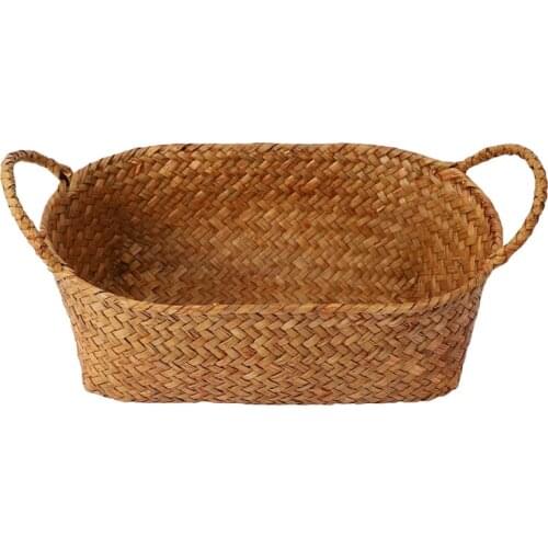 Wicker Weaving Storage Basket for Kitchen Handmade Fruit Dish Rattan Picnic Food Bread Loaf Sundries Neatening Container Case