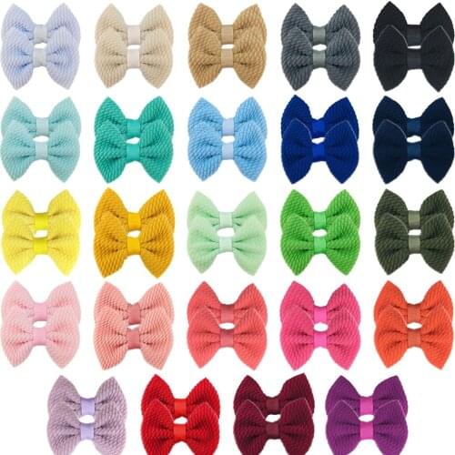 120pc/lot New 2.5" Baby Bows Nylon Headband,Kids Girls Knotbow Elastic Headbands Child Waffle Bow With Clips Hairpins Headwear