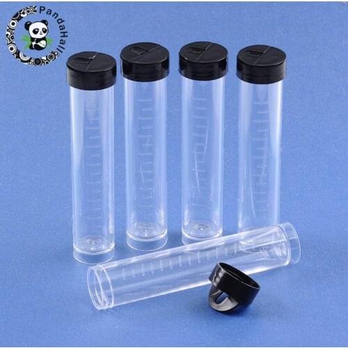 Clear Plastic Tube With A Black Lid, 2cm in diameter, 10.5cm high