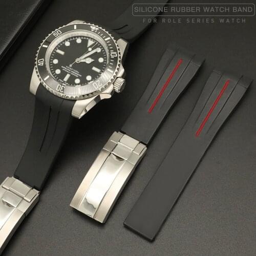 Watchbands For Rolex Strap For SUBMARINER DAYTONA GMT Yacht-Master Watch Accessorie Silicone Watch Bracelet Rubber 20 Watch Band