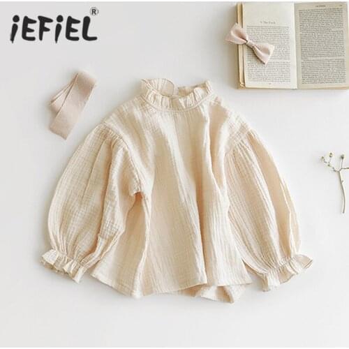 Baby Girls T shirt Tops Princess Ruffles Sleeves Vintage Floral Cotton Baby Girl Clothes Kid Infant Round Collar Blouse T-shirt