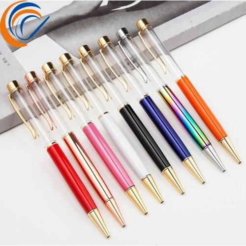 Handmade Liquid DIY Ball Pen 24 Pcs Per Set Metal Ball Point Pen Diamond Empty Pen Wholesale DIY Handmade Crystal Pen