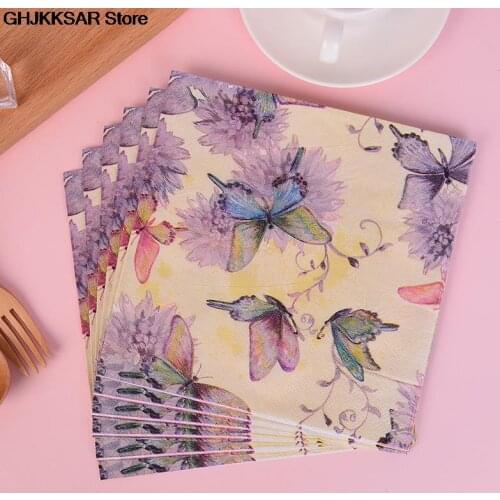 20Pcs/Bag Napkins Paper Butterfly Decoupage Napkin Paper Tissue for Xmas Wedding Decor Party Table Supplies