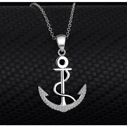 S925 Sterling Silver Europe And The United States Simplicity pirate Anchor Jewelry Pendant Navy style Retro Necklace