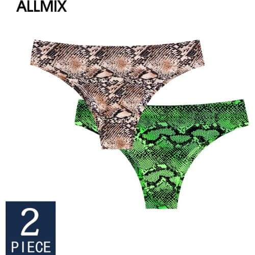 ALLMIX 2Pcs/lot Sexy Seamless Panties Womans Underwear Sports Prints Leopard Female T-back Underwear Seamless Thongs G-String
