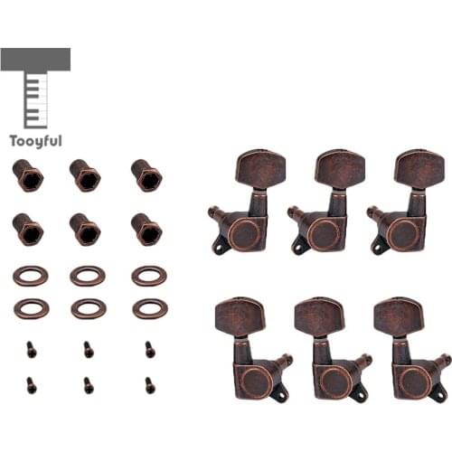 Tooyful Vintage 1 Set Guitar String Tuning Pegs Keys Tuners 3R3L Red Bronze for Electric/Acoustic Guitar Parts