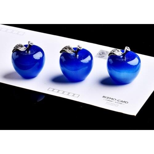 Couple decoration New Year Christmas red apple crystal modern family home decoration wedding figurine ornament glass crafts 1pcs