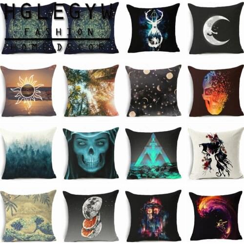 Halloween Day Skull 18" Vintage Horror Pillow Case Throw Pillowcase Cotton Linen Printed Pillow Covers For Office Home Textile