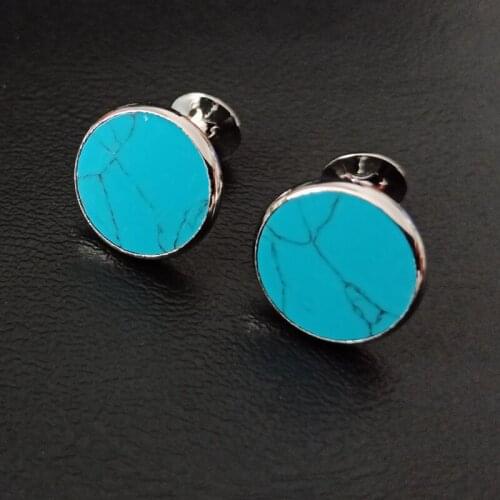High-quality blue shell Cufflinks round Cuff Links Groove Men cufflink Jewelry Buttons Cufflinks casual wedding gifts