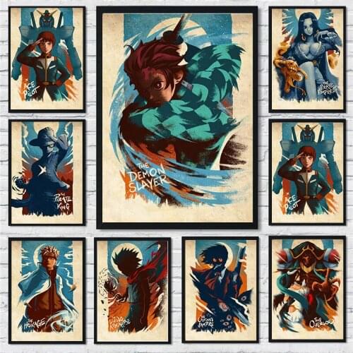 Japanese Classical Anime Retro Poster Demon Slayer The Vampire Wall art Print Painting on Canvas Teen Room Home Decoration