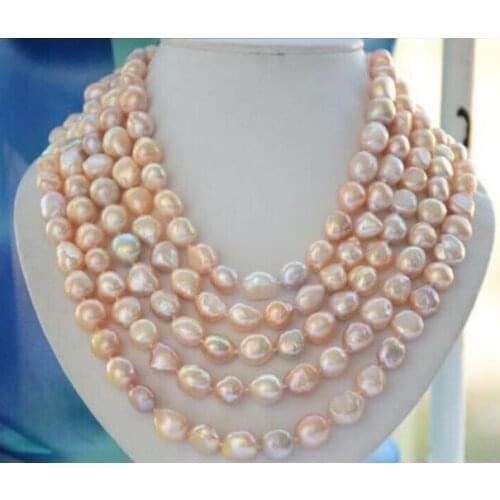 Jewelry Pearl Necklace 12mm natural Australian south sea gold pink pearl necklace 100inch Free Shipping