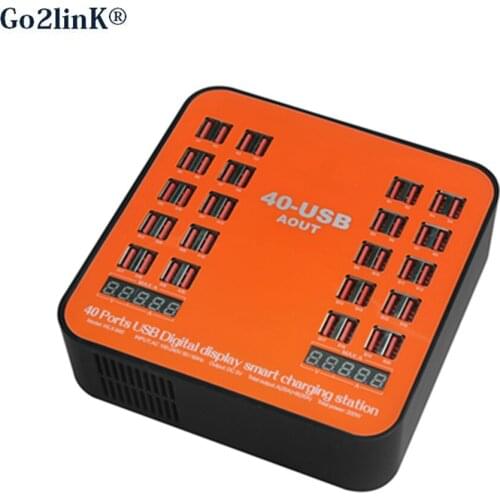 Go2linK 40 Ports USB Charger 5V 3.5A Max Power Intelligent Charging Stations Concentrated Batch Charge LED Display Universal
