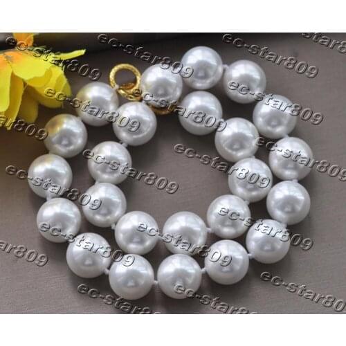 Z11318 18"-34“ 16mm White Round South Sea Shell Pearl Necklace Women Fasion Jewelry