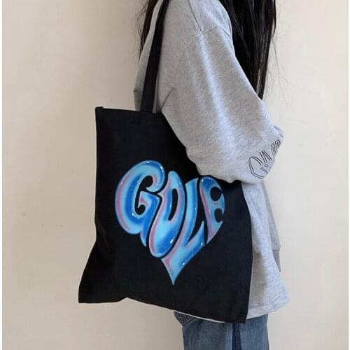 Japanese punk ins women bag anime y2k canvas bag casual hip-hop Harajuku hip hop vintage letter shopper bags female shoulder bag