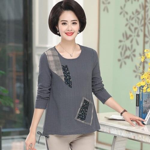 Women Clothes Spring Autumn Casual Pullovers Womens Clothing Patchwork Long Sleeve T-Shirts Ladies Fashion Tee Tops