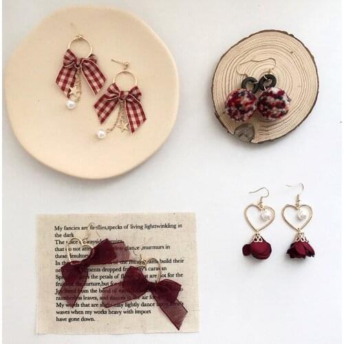 Winter For Women Jewelry Gifts Flower Hairball Earrings Geometry Circular Of Trend Hot selling Delicate Bow Drop Earrings Korea