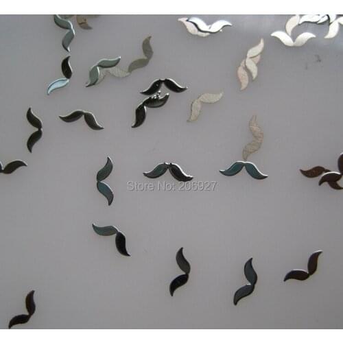 MS236-1 100pcs Silver Cute Moustache Metal Sticker Nail Art Metal Sticker Nail Art Decoration Non-adhesive Sticker
