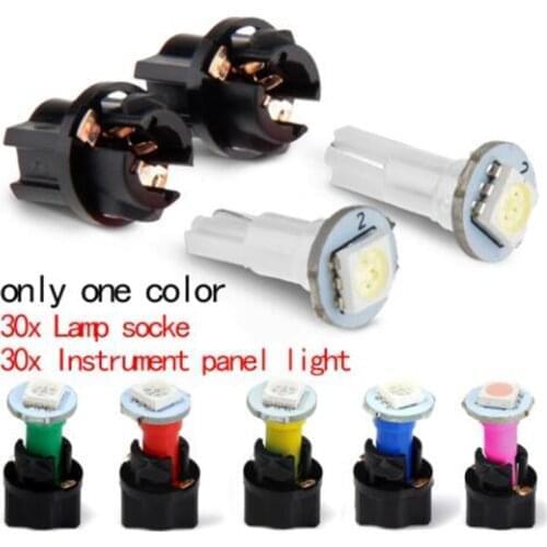 30pcs/set Car Auto PC74 T5 LED Twist Socket Instrument Panel Cluster Plug Dash Light mix Bulb Green Red Blue White yellow