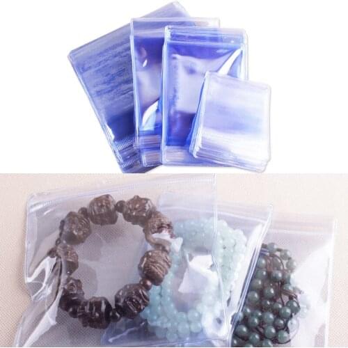 50Pcs Transparent Self Sealing Zip Plastic Bag Thick PVC Zipper Bag Jewelry Gifts Earrings Packaging Storage Bags