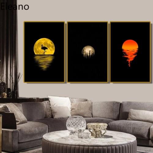 Custom Print Red Gold Planet Abstract Art Animal Poster Wall Art Living Room Decoration Landscape Canvas Painting Planet Picture