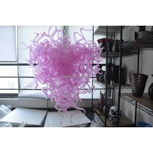 Free Shipping Beautiful Heart Shape Murano Art Lighting Pink Chandelier